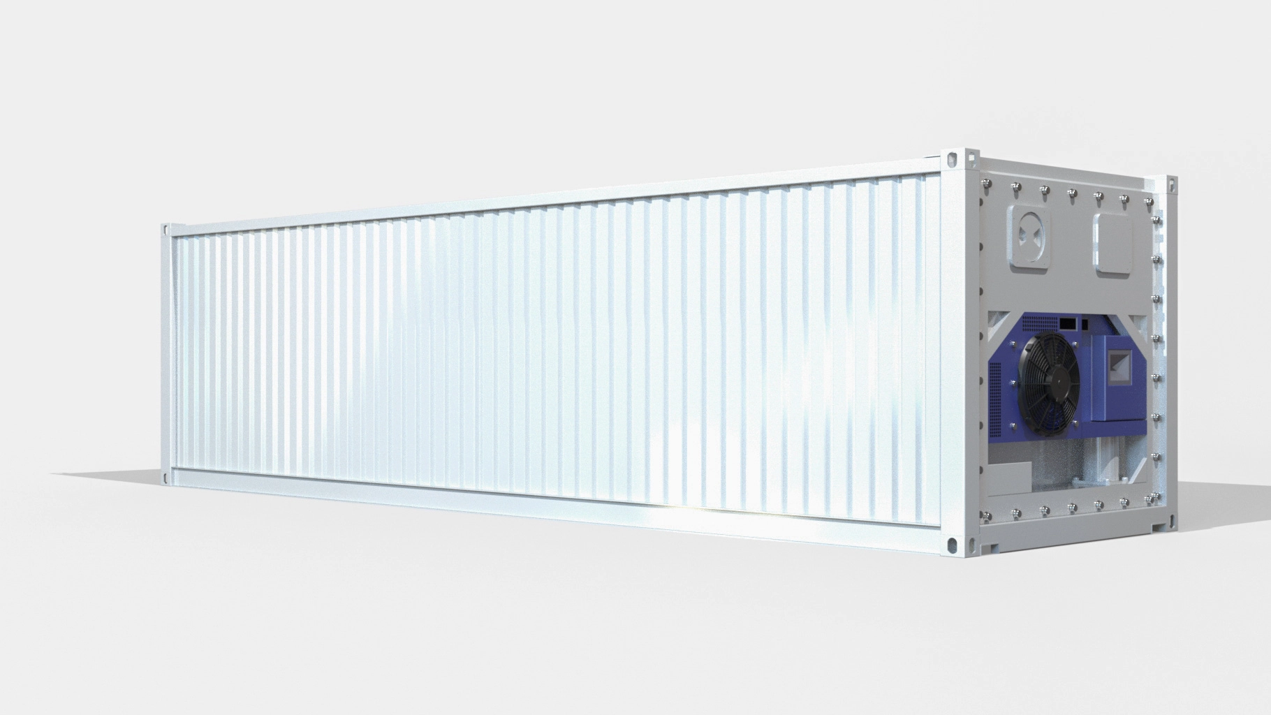 40 Fuß Kühlcontainer in Weiß, Perspektivansicht